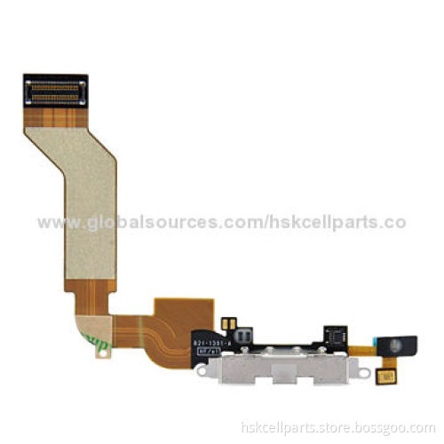 White Dock Connector Charging Port Flex Cable for iPhone 4S